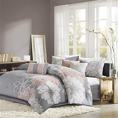 Madison Park MP10-5671 Comforter Set - Gray & Blush; King Size